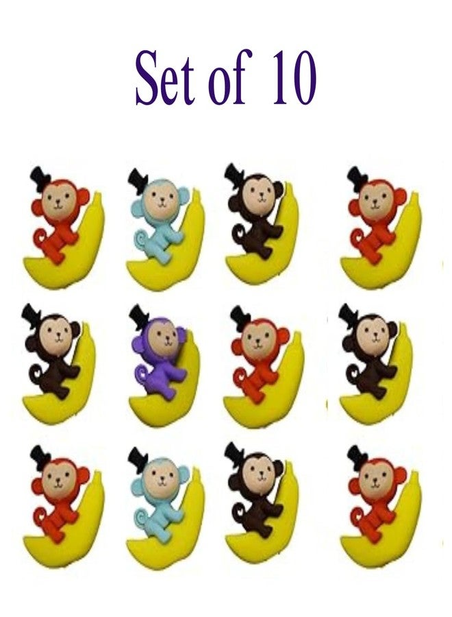 KHUSHA CREATIONS Set of 10 Monkey & Banana Erasers for Kids | Fun Cartoon Animal Stationery Eraser for School, Return Gifts, Party Favors & Rewards | Soft & Non-Toxic Rubber Eraser - Image 2